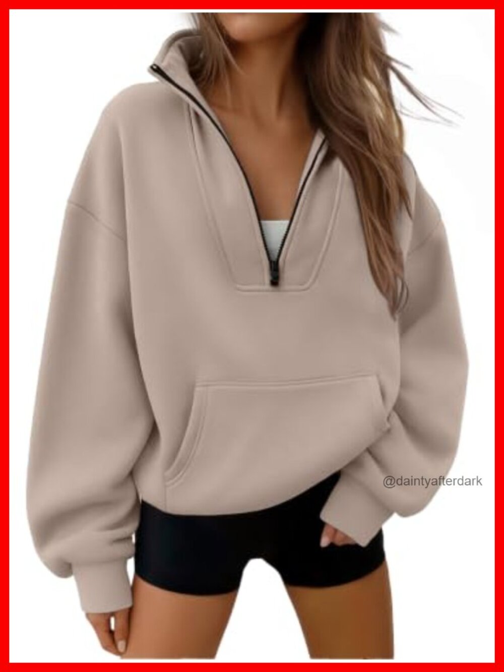 Womens Quarter Half Zip Pullover Hoodie Sweatshirt Cotton Polyester